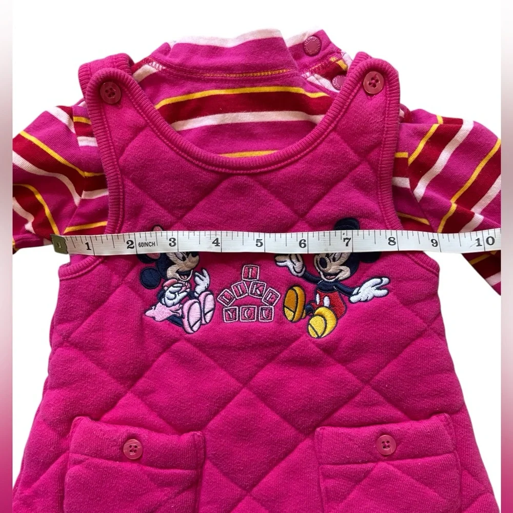 Vintage 90s Y2K Disney Mickey Minnie Quilted Jumper Onesie Set 6M